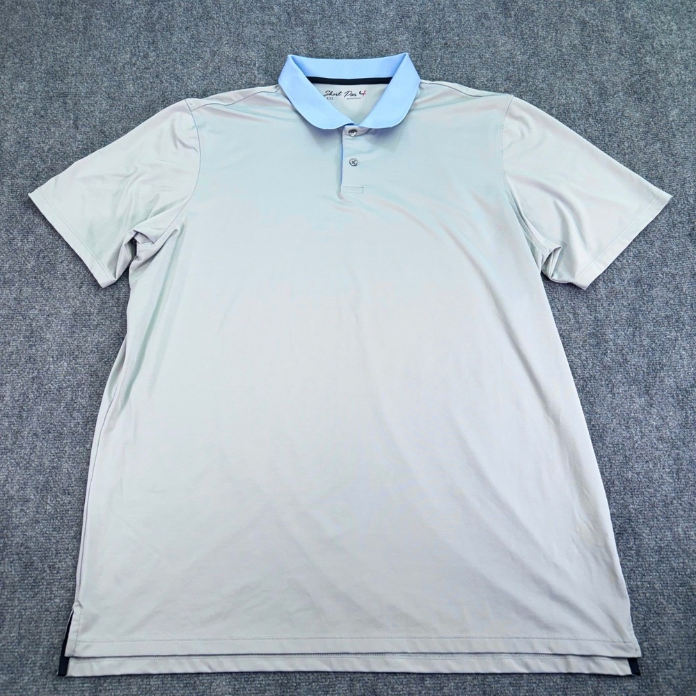 Greyson Short Par 4 Polo Shirt Men XXL 2XL Gray Short Sleeve Performance Stretch